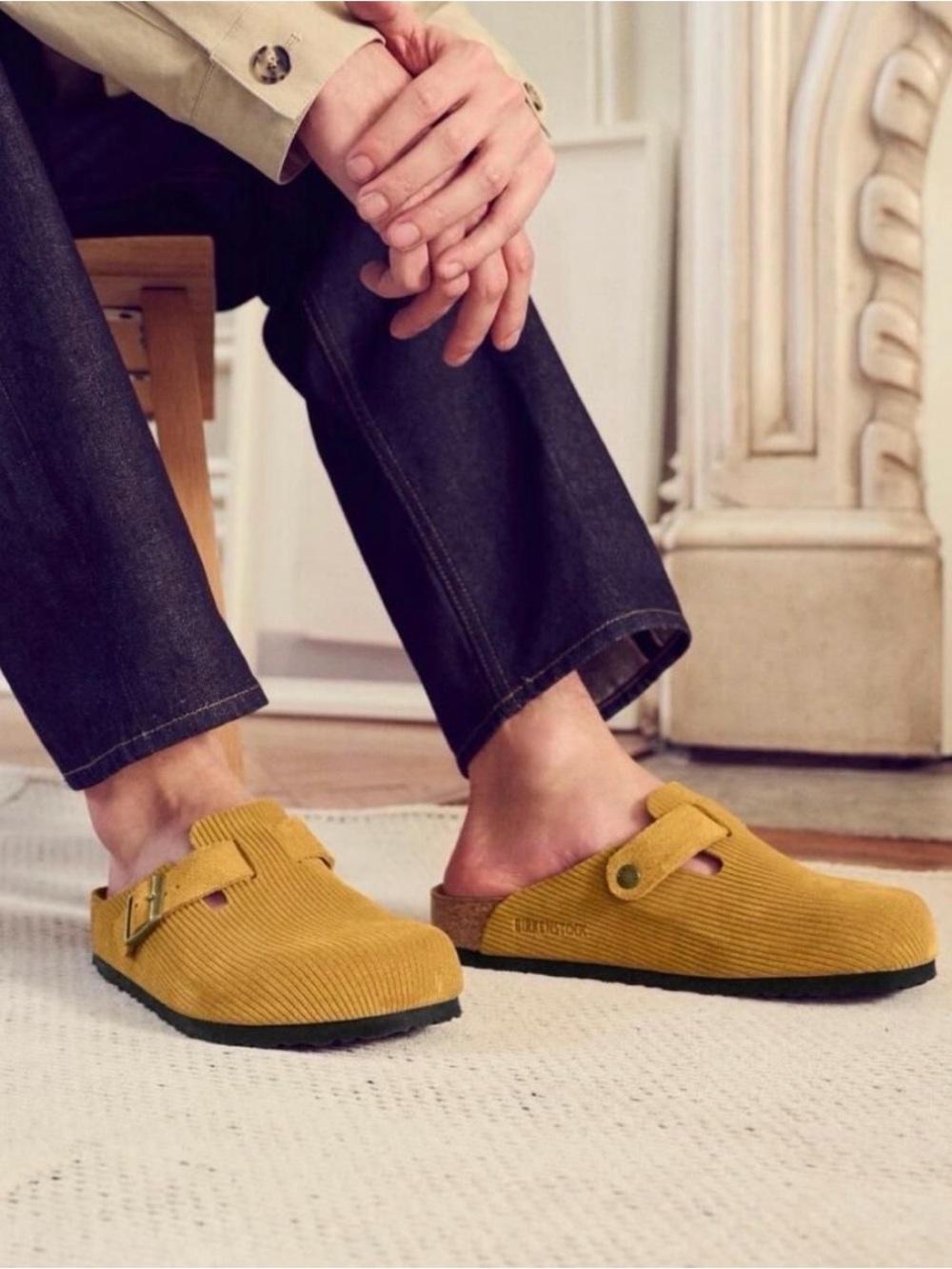 Birkenstock Boston Corduroy Clogs in Mustard Yellow - Picture 2 of 10